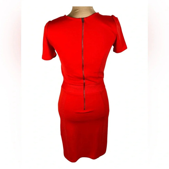 💋 French Connection HAVANA RED MANHATTAN TEXTURED PANEL DRESS Size 6 - Picture 2 of 7